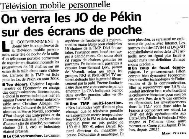On verra les J.O. de Pékin sur des écrans de poche