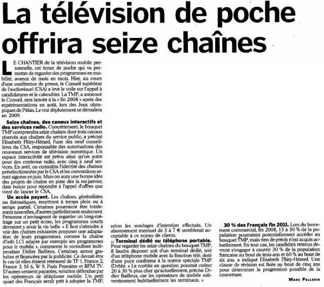 La télévision de poche offrira seize chaînes