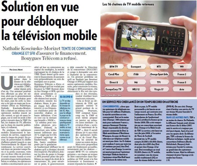 Solution en vue pour débloquer la télévision mobile
