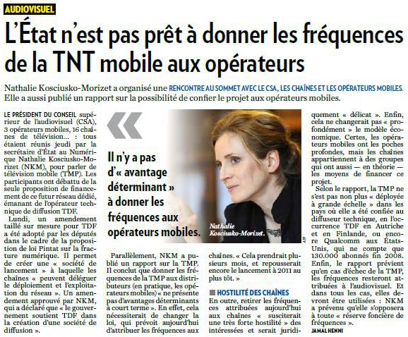 L’État n’est pas prêt à donner les fréquences de la TNT mobile aux opérateurs