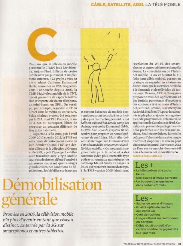 Source : Article « Démobilisation générale », extrait de l’hebdomadaire Télérama, 8 avril 2012.